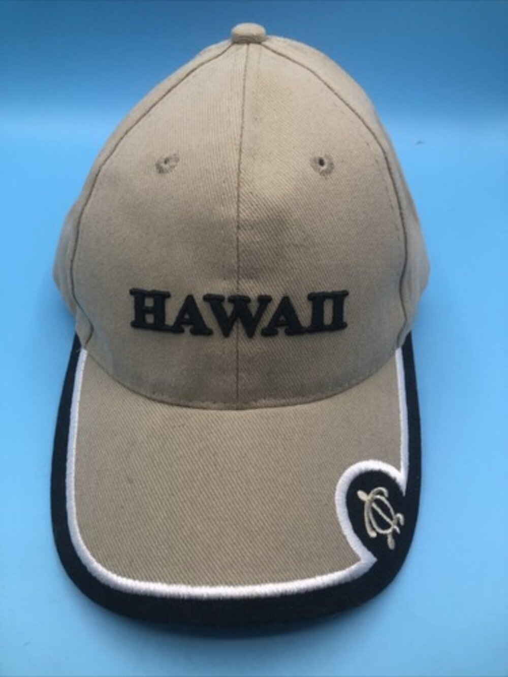 Hawaii Hat Cap Adjustable Beige Black Cap Hawaiian Surfware Sea turtle